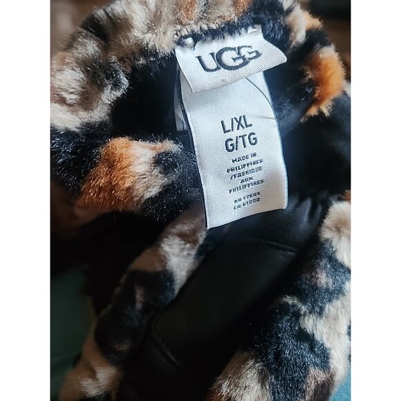 Ugg faux fur leopard print tech mittens size large/XL - Picture 3 of 3